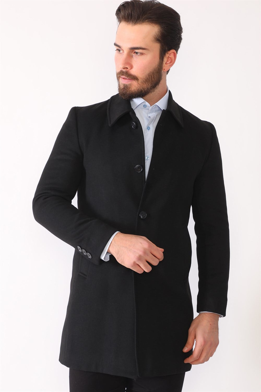 PLT8364 DEWBERRY ERKEK PALTO-SİYAH