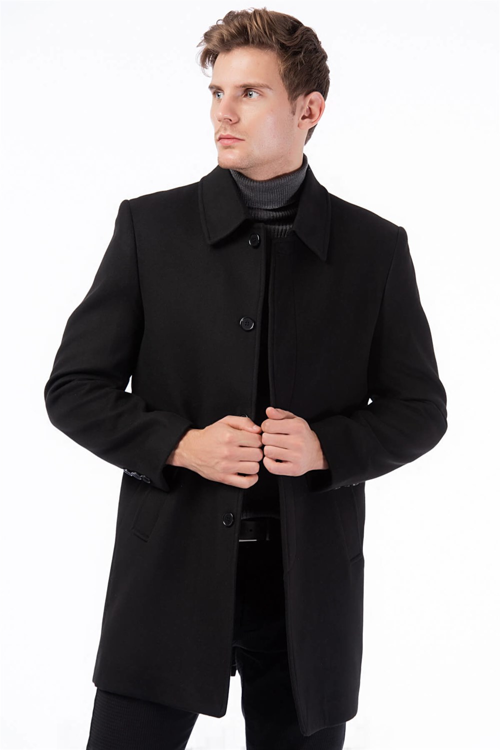 PLT8365 DEWBERRY ERKEK PALTO-SİYAH