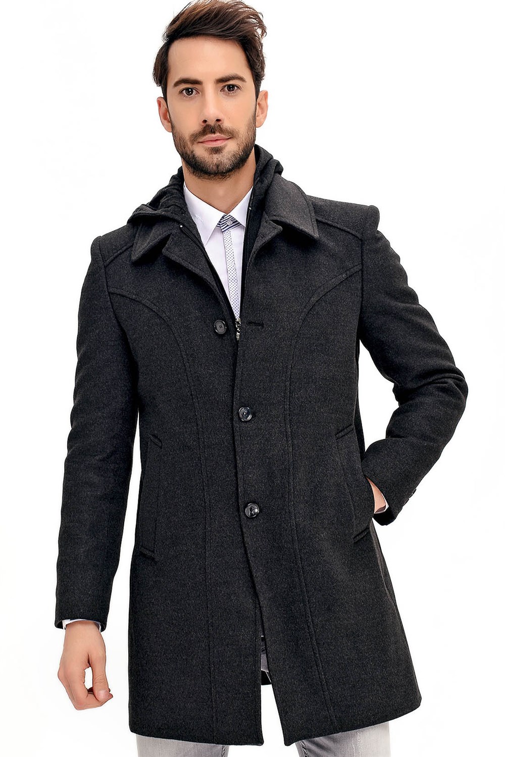 PLT8366 DEWBERRY ERKEK PALTO-ANTRASİT