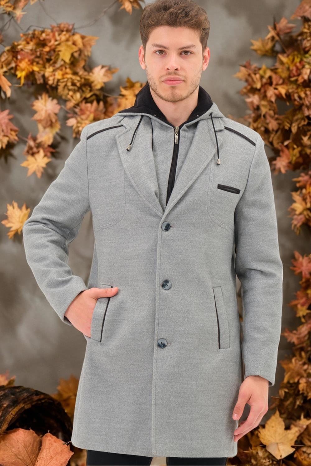 PLT8371 DEWBRRY ERKEK PALTO-DÜZ GRİ
