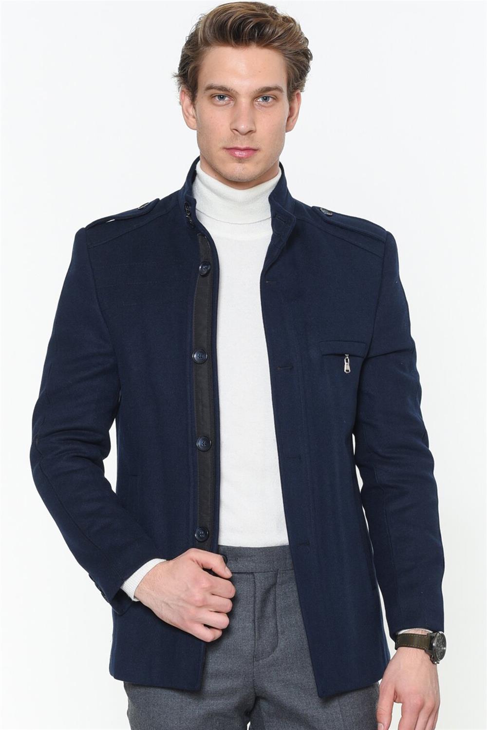 PLT8378 DEWBERRY ERKEK PALTO-DÜZ LACİVERT
