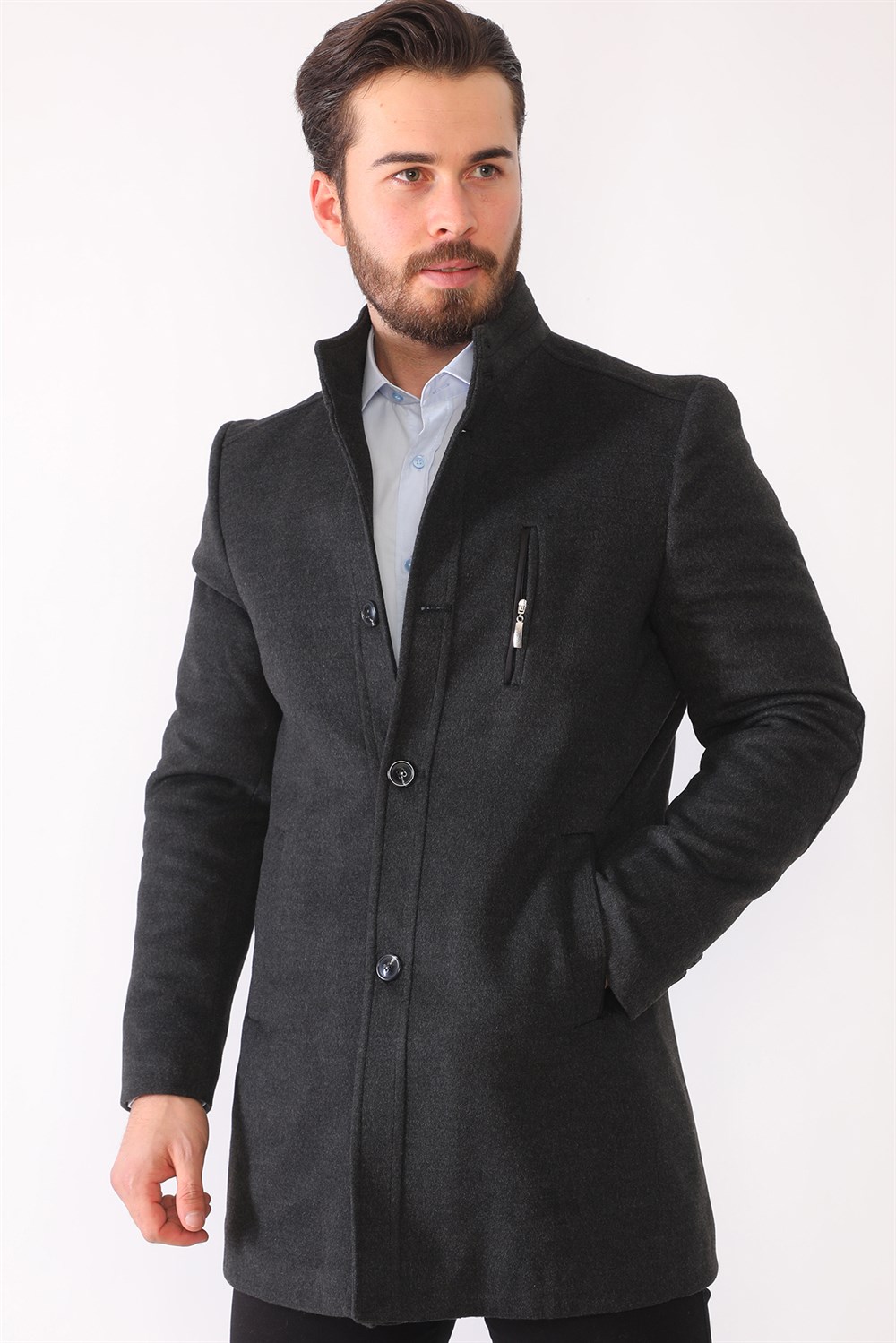 PLT8386 DEWBERRY ERKEK PALTO-ANTRASİT