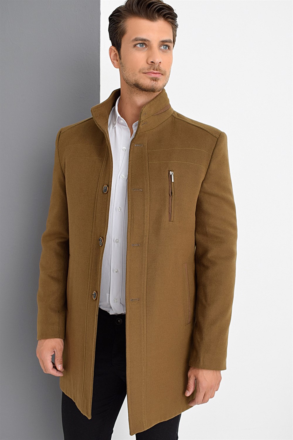 PLT8386 DEWBERRY ERKEK PALTO-CAMEL