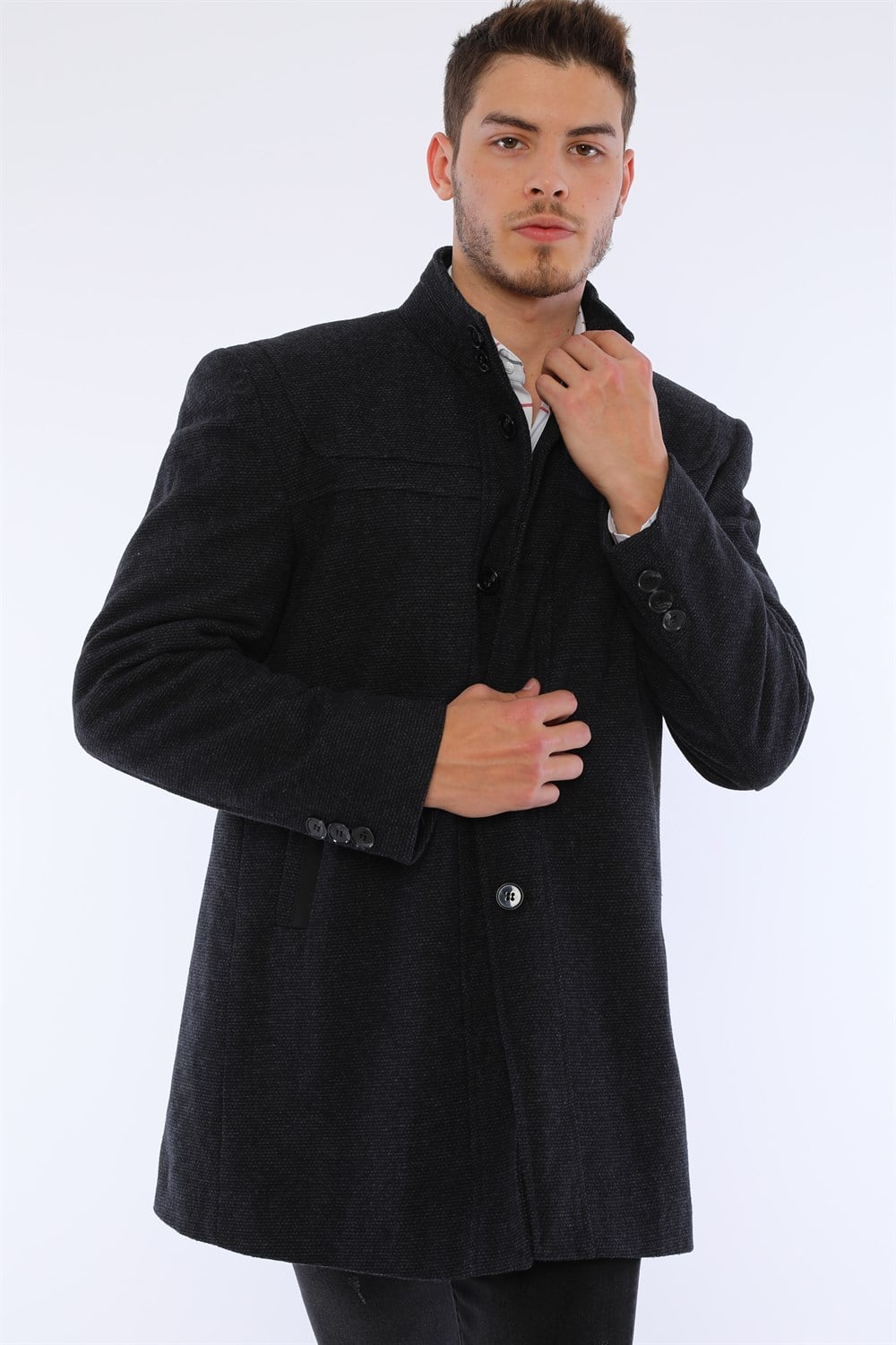 PLT8387 DEWBERRY ERKEK PALTO-DESENLİ LACİVERT