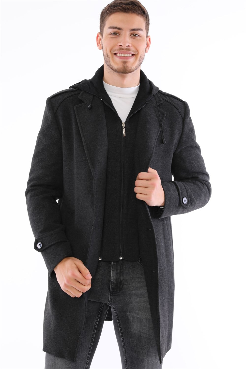 PLT8401 DEWBERRY ERKEK PALTO-ANTRASİT