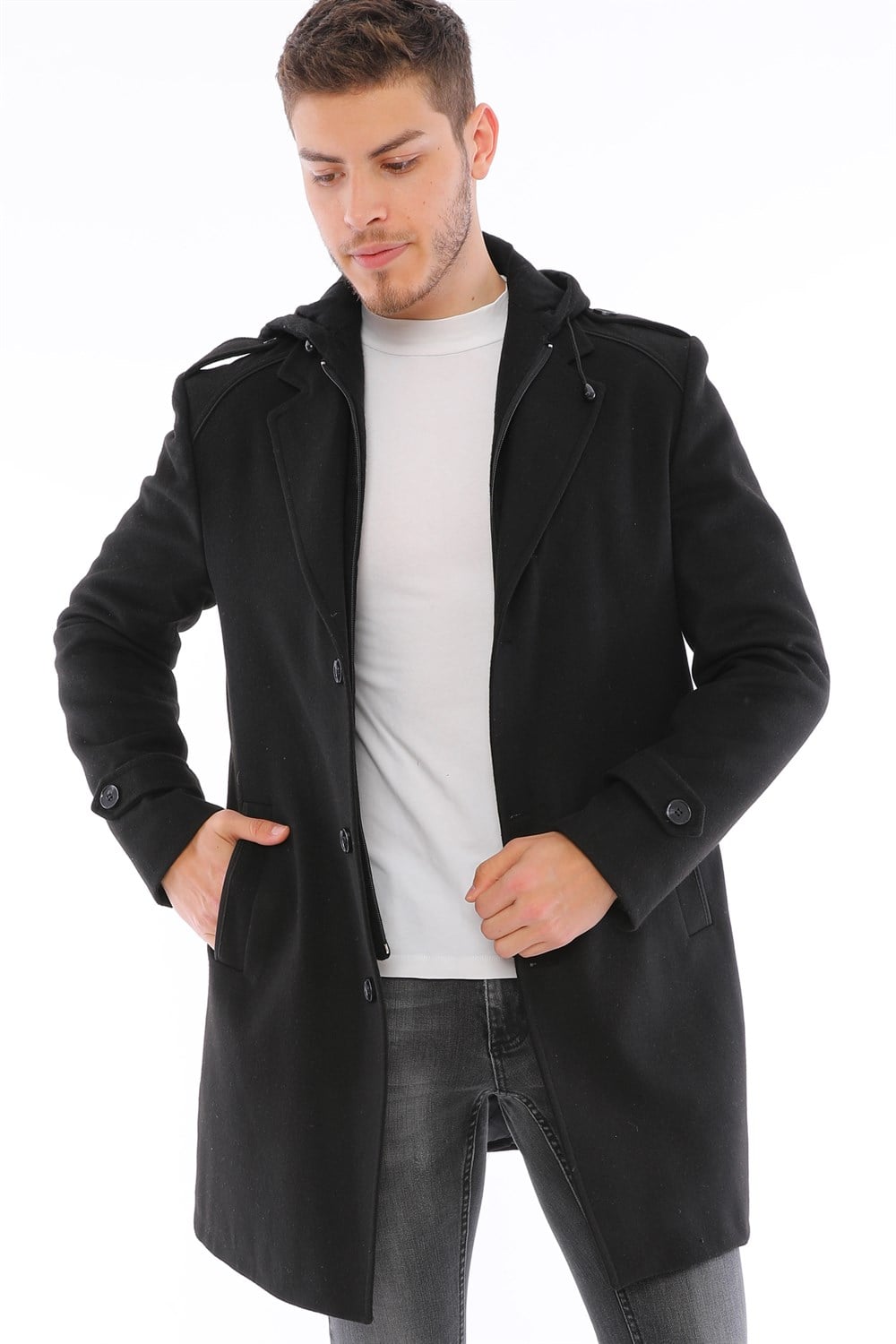 PLT8401 DEWBERRY ERKEK PALTO-SİYAH