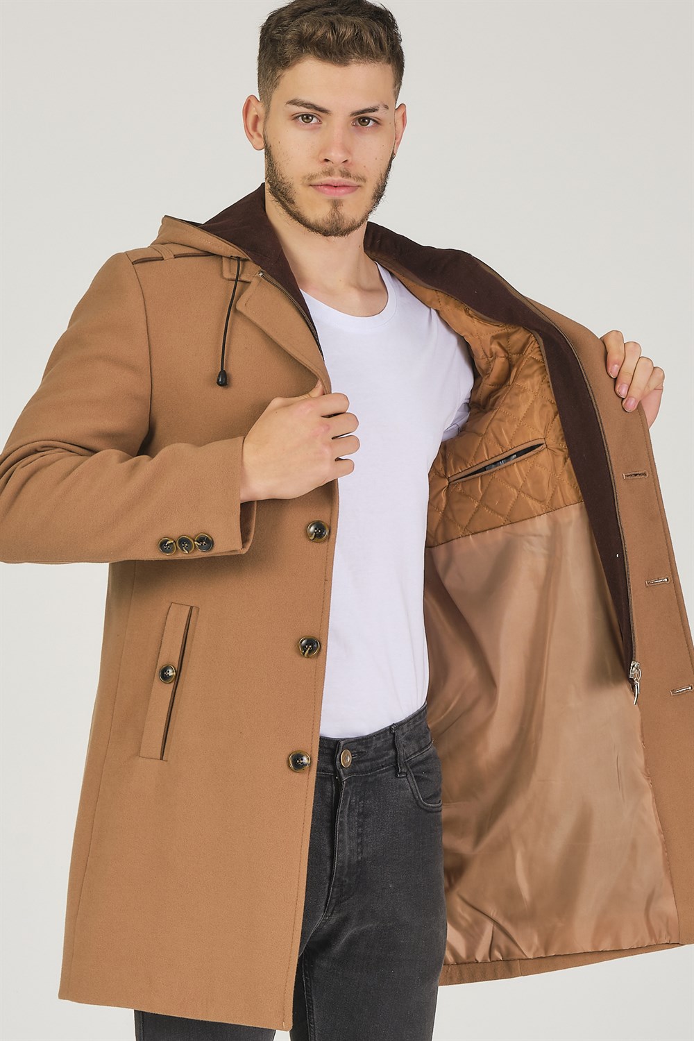 PLT8406 DEWBERRY ERKEK PALTO-CAMEL