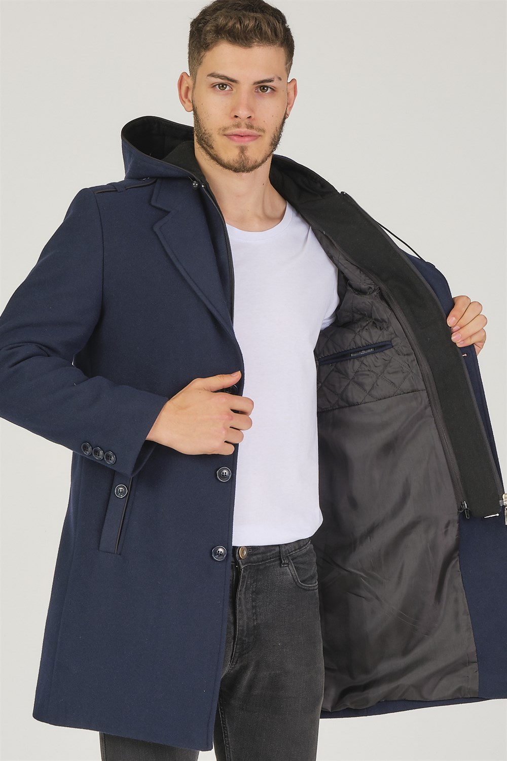 PLT8406 DEWBERRY ERKEK PALTO-LACİVERT