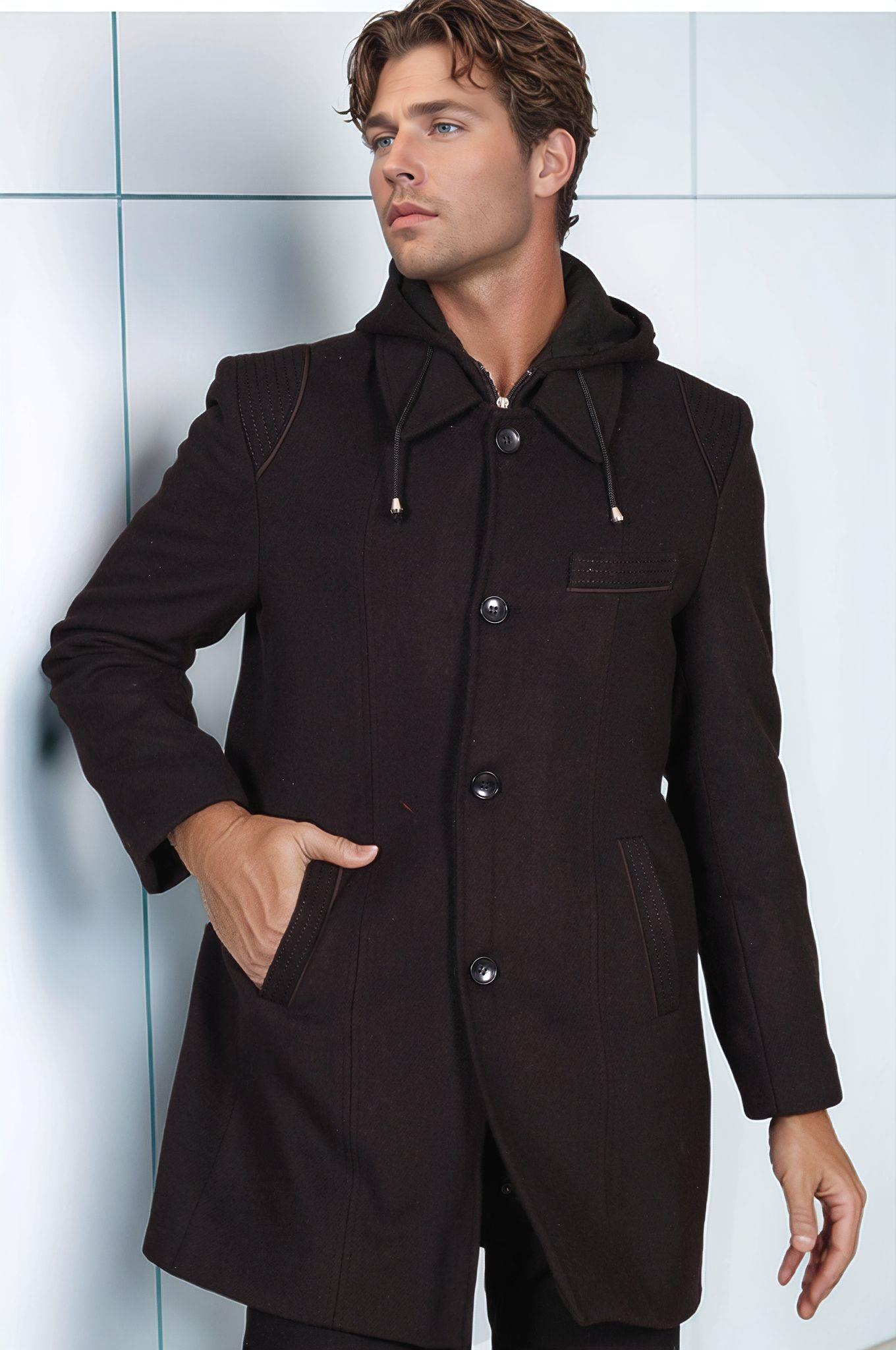 PLT9335 DEWBERRY ERKEK PALTO-DİAGONAL SİYAH