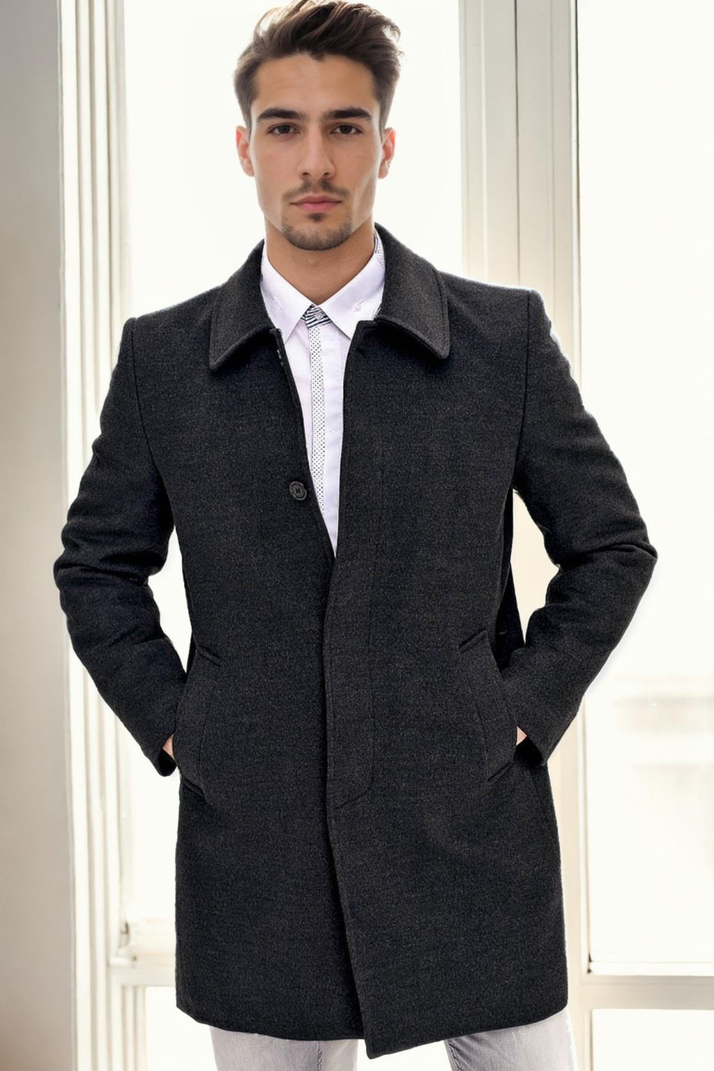 PLT9365 DEWBERRY ERKEK PALTO-ANTRASİT