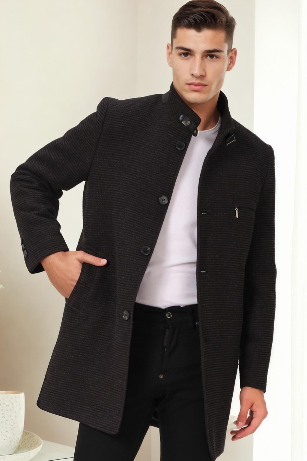 PLT9367 DEWBERRY ERKEK PALTO-DÜZ ANTRASİT