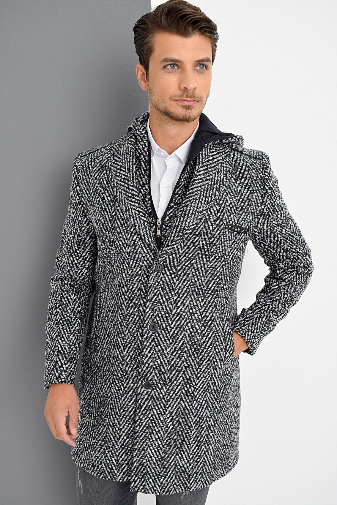 PLT9371 DEWBERRY ERKEK PALTO-DESENLİ LACİVERT