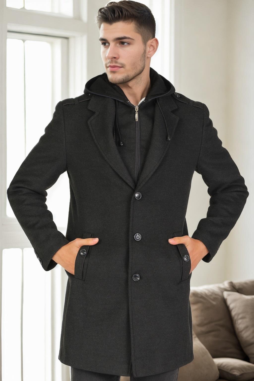 PLT9406 DEWBERRY ERKEK PALTO-ANTRASİT