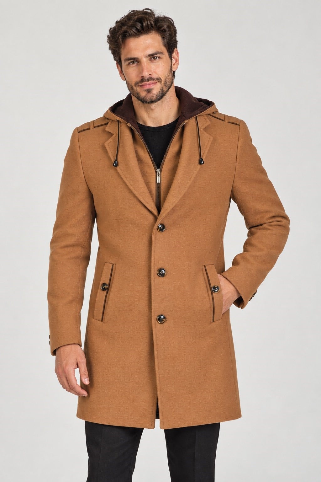 PLT9406 DEWBERRY ERKEK PALTO-CAMEL
