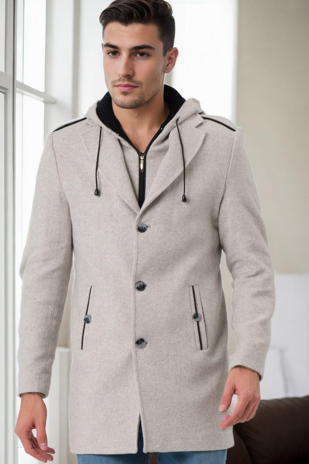 PLT9406 DEWBERRY ERKEK PALTO-DESENLİ BEJ