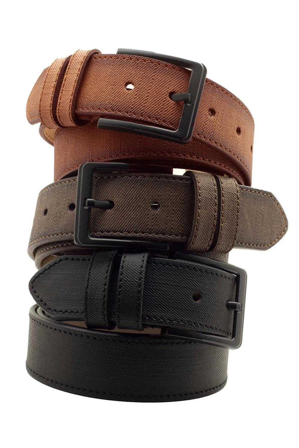R0928 Dewberry Set of 3 Mens Belt For Jeans And Canvas-SİYAH-KAHVE-TABA