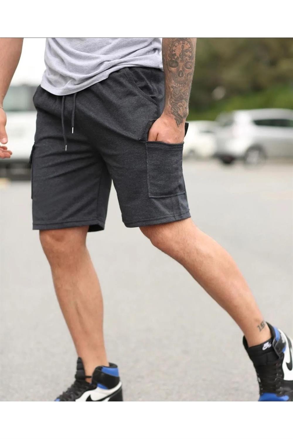 S2999 DEWBERRY CARGO POCKET MENS SHORT-ANTRASİT