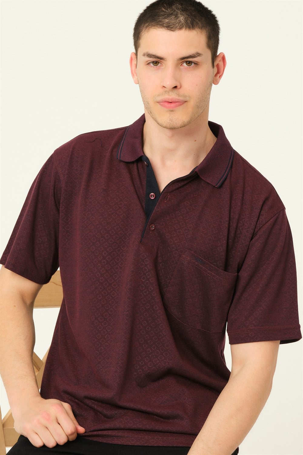 T0732 DEWBERRY ERKEK T-SHIRT-BORDO