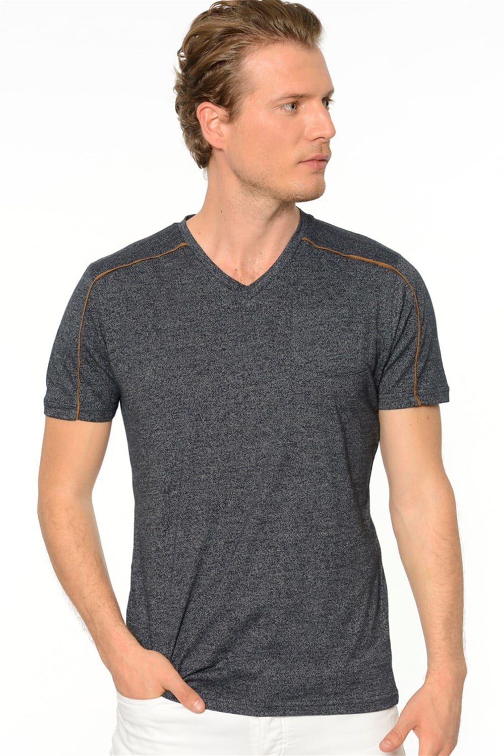 T8540 DEWBERRY T-SHIRT-KOYU LACİVERT