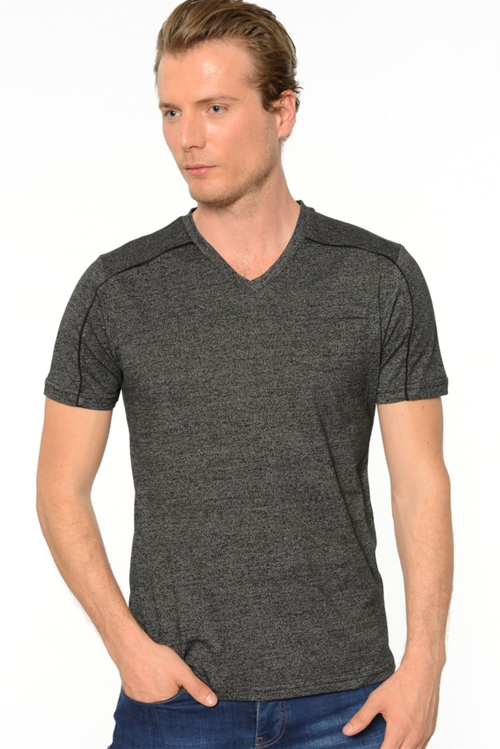 T8540 DEWBERRY T-SHIRT-SİYAH