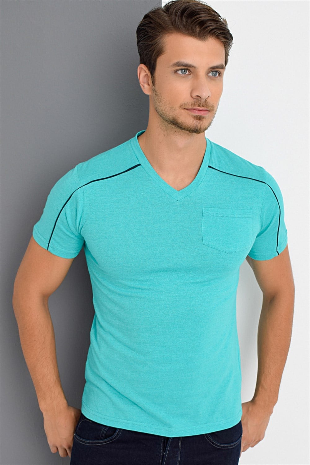 T8540 DEWBERRY T-SHIRT-YEŞİL