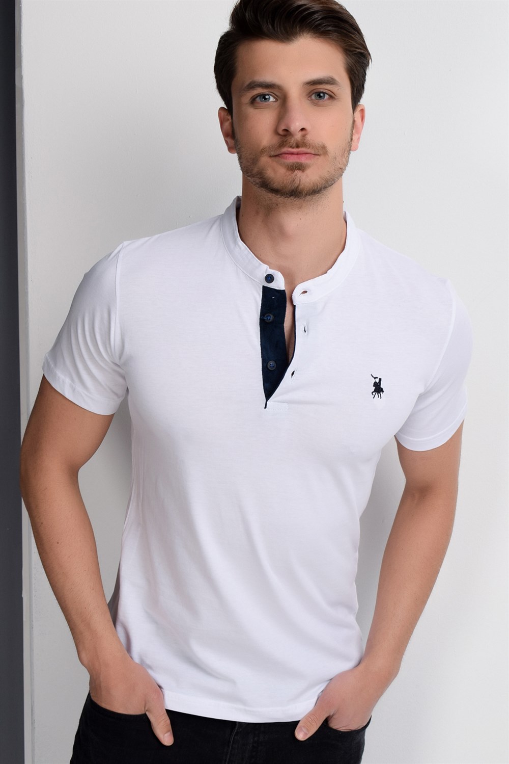 T8560 DEWBERRY T-SHIRT-BEYAZ