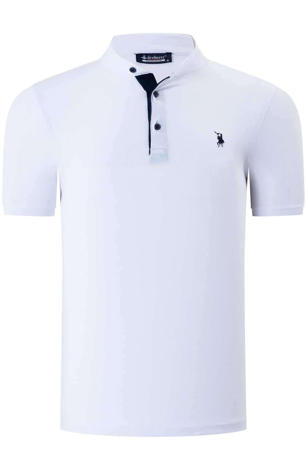 T8560 DEWBERRY T-SHIRT-DÜZ BEYAZ