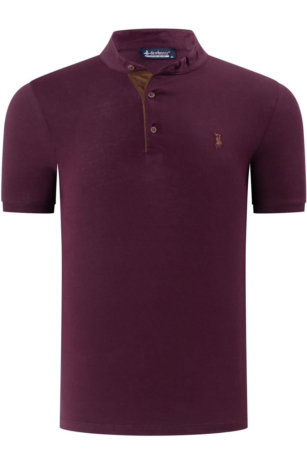 T8560 DEWBERRY T-SHIRT-DÜZ MOR