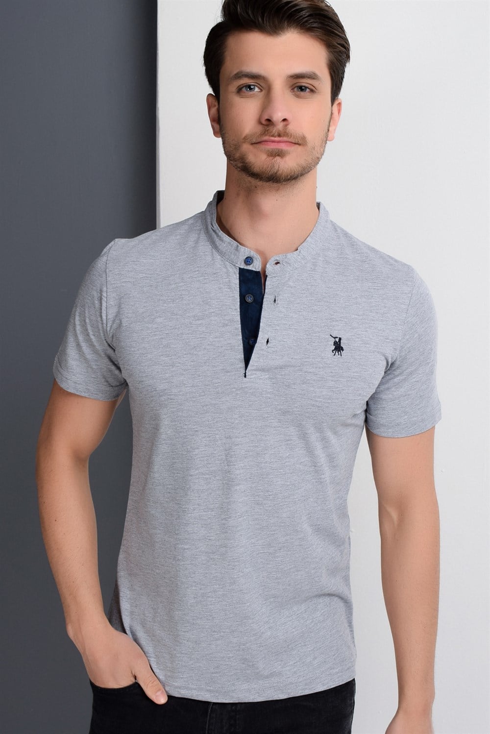 T8560 DEWBERRY T-SHIRT-GRİ