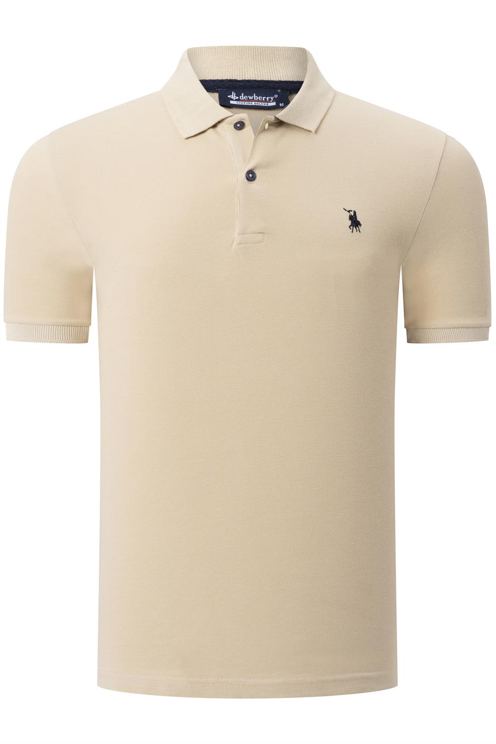 T8561 DEWBERRY ERKEK TSHIRT-DÜZ BEJ