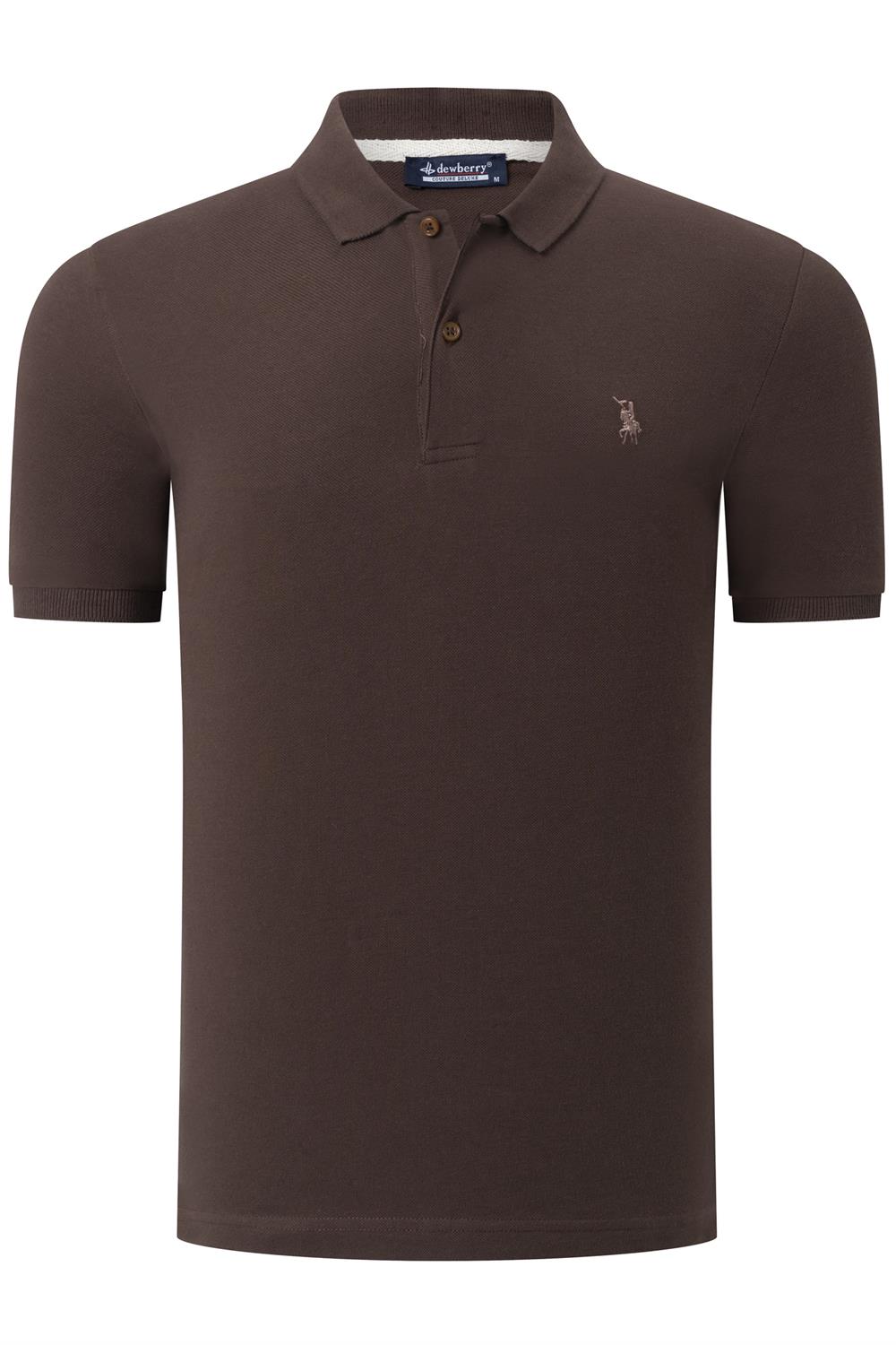 T8561 DEWBERRY ERKEK TSHIRT-DÜZ KAHVE
