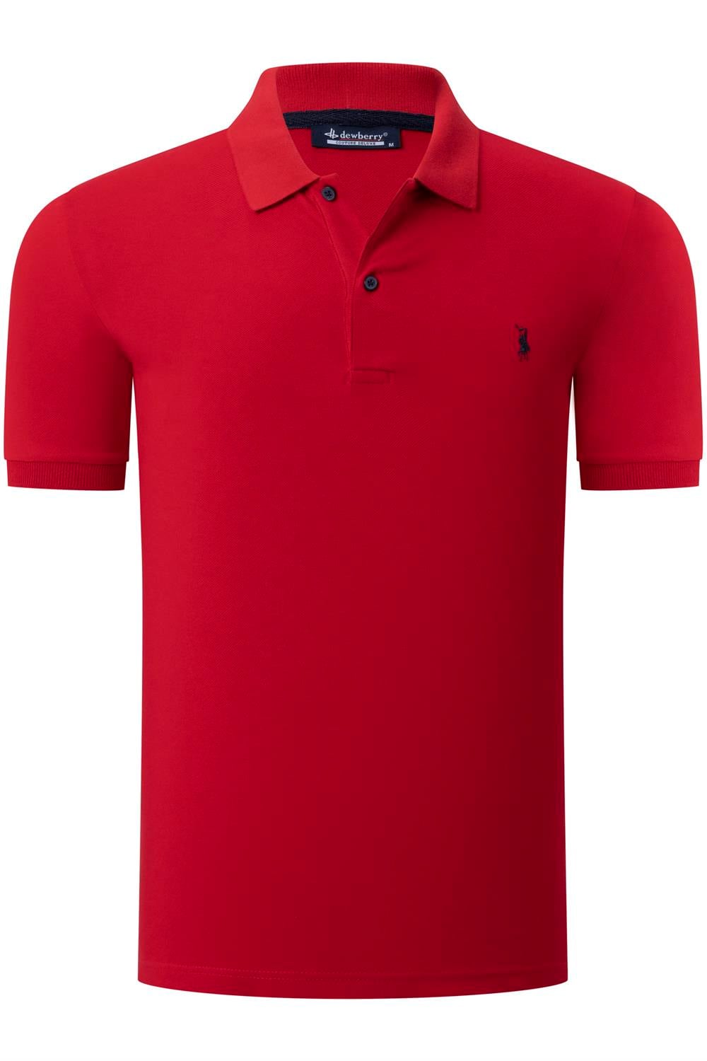 T8561 DEWBERRY ERKEK TSHIRT-DÜZ KIRMIZI