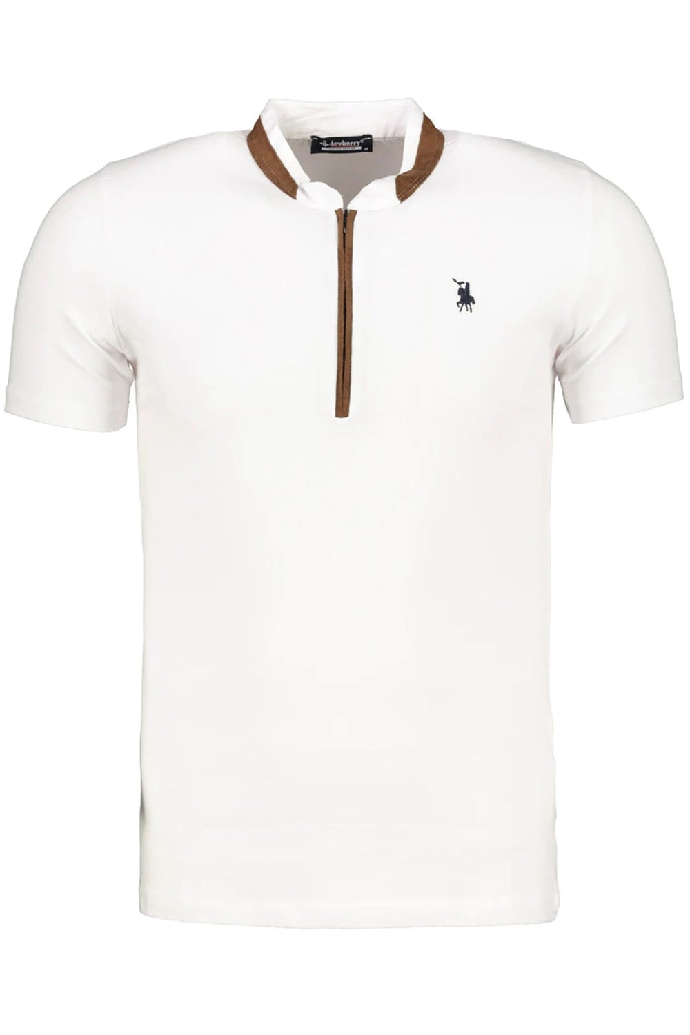 T8571 DEWBERRY FERMUARLI ERKEK T-SHIRT-KAR BEYAZ