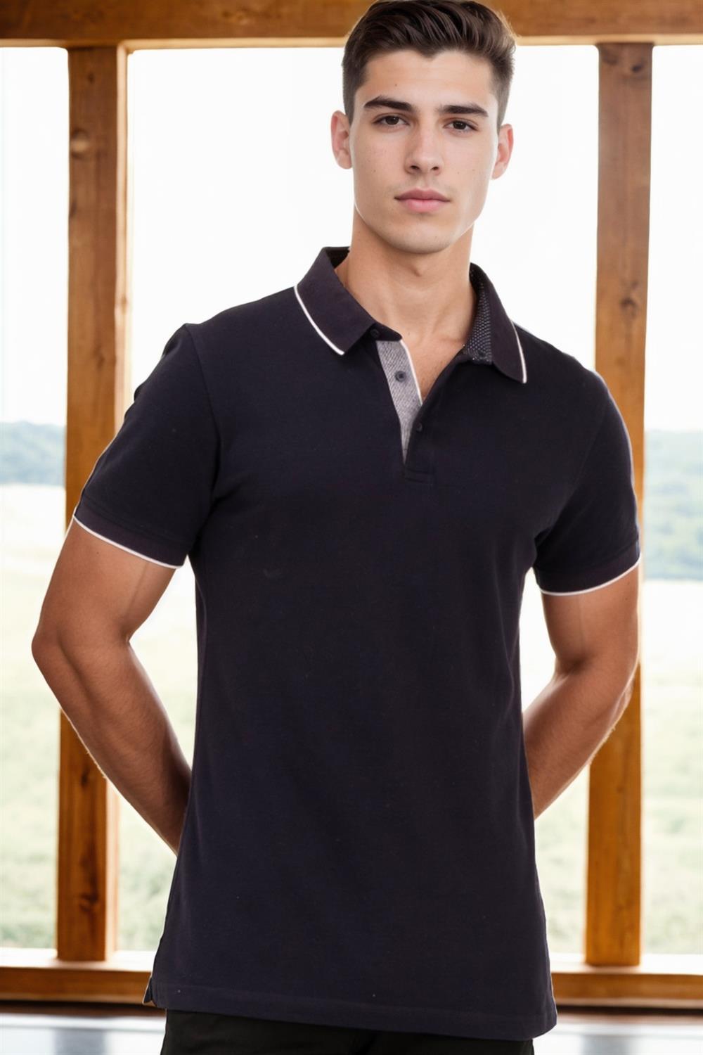 T8579 DEWBERRY ERKEK T-SHIRT-LACİVERT-2
