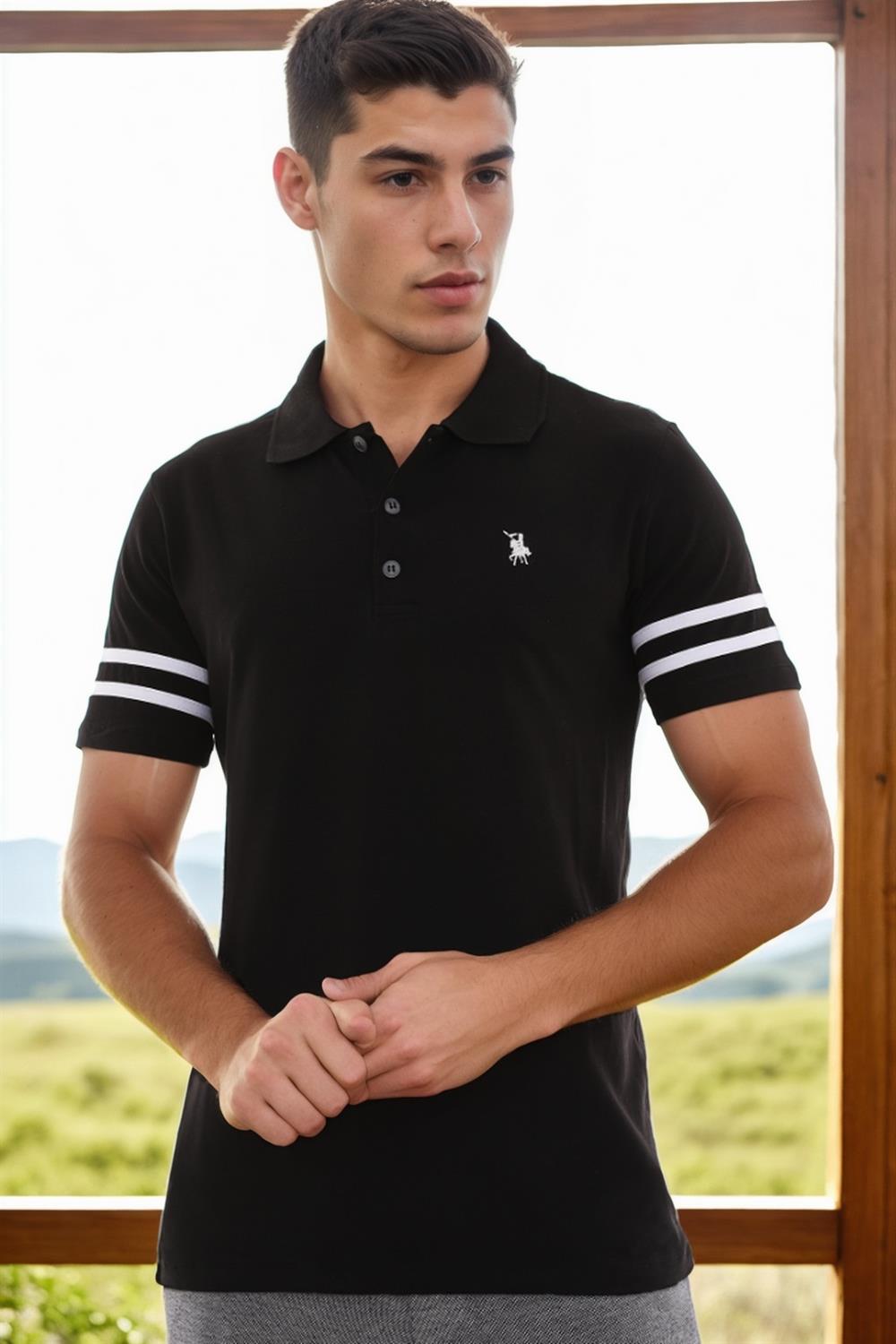 T8585 DEWBERRY ERKEK T-SHIRT-SİYAH-BEYAZ-2