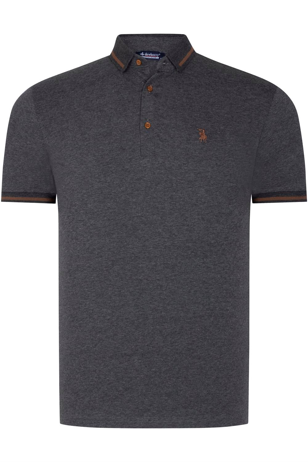 T8586 DEWBERRY ERKEK POLO YAKA T-SHIRT-KOYU ANTRASİT