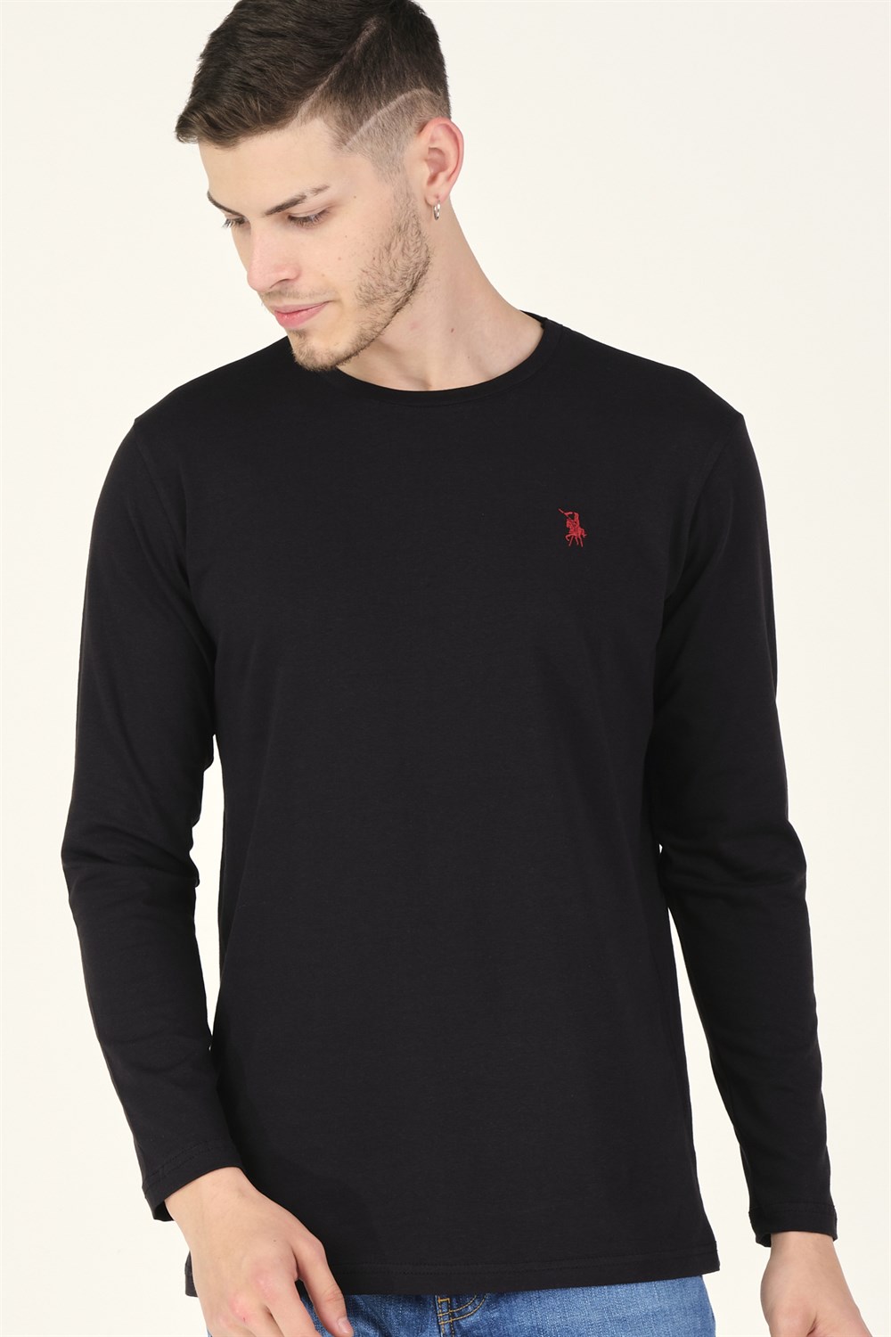 T8588 DEWBERRY BİSİKLET YAKA ERKEK SWEATSHIRT-SİYAH