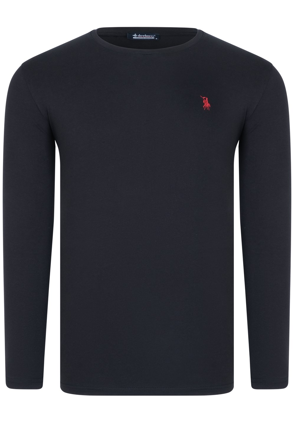T8588 DEWBERRY BİSİKLET YAKA UZUN KOL T-SHIRT-AÇIK SİYAH