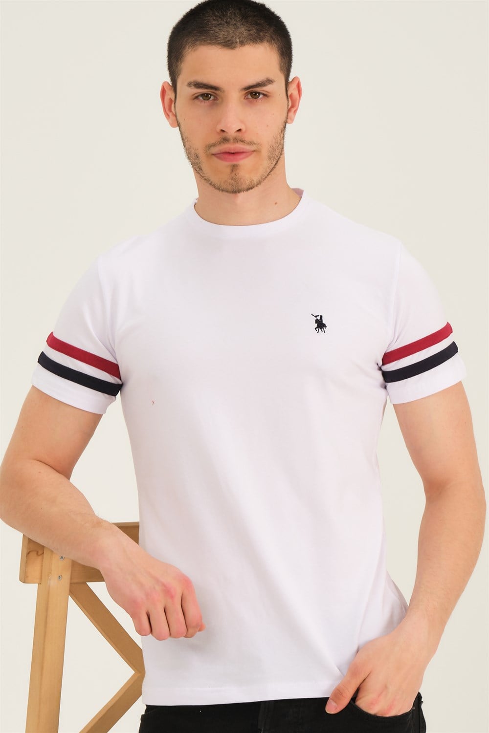T8589 DEWBERRY ERKEK T-SHIRT-BEYAZ