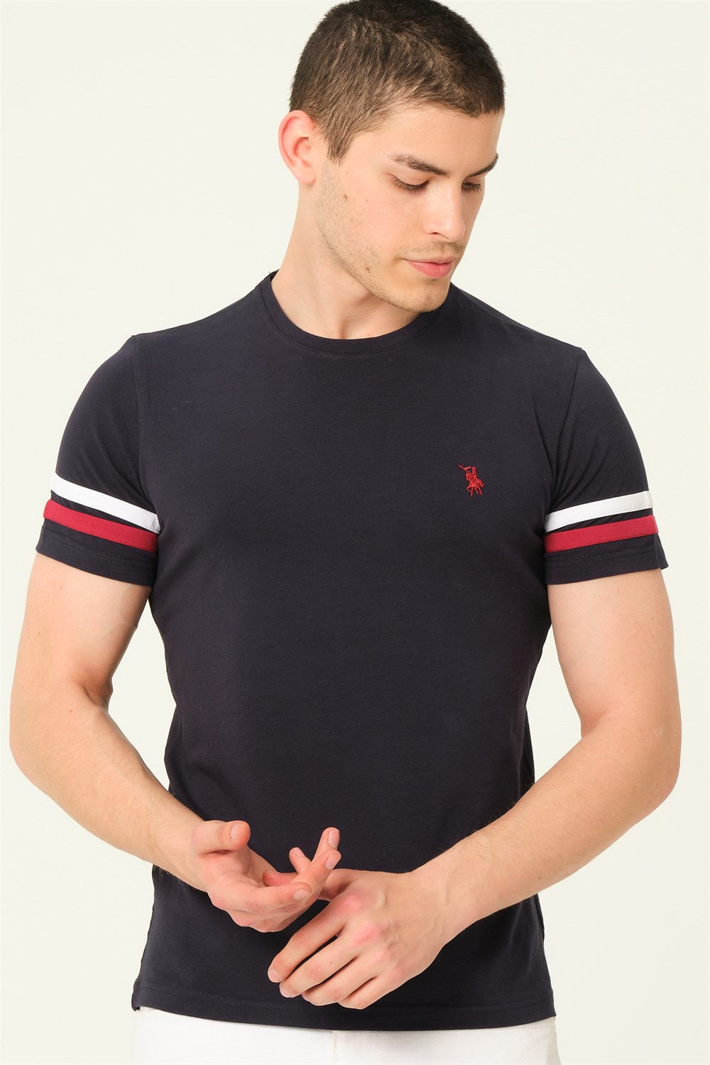 T8589 DEWBERRY ERKEK T-SHIRT-LACİVERT