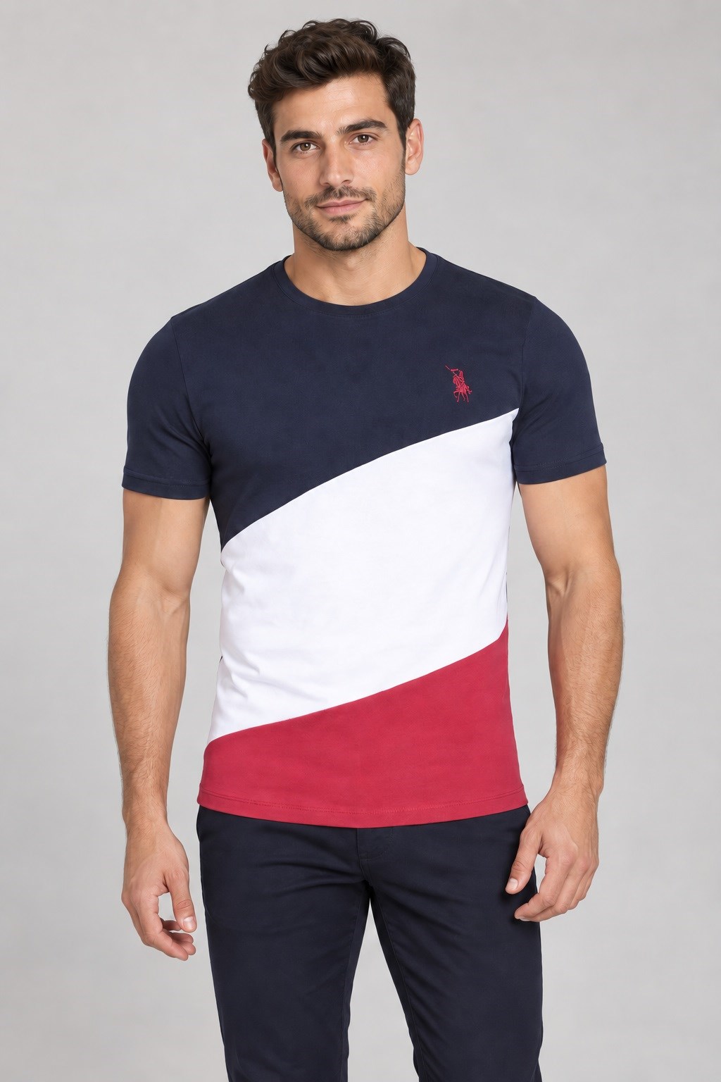 T8590 DEWBERRY ERKEK T-SHIRT-LACİVERT-1