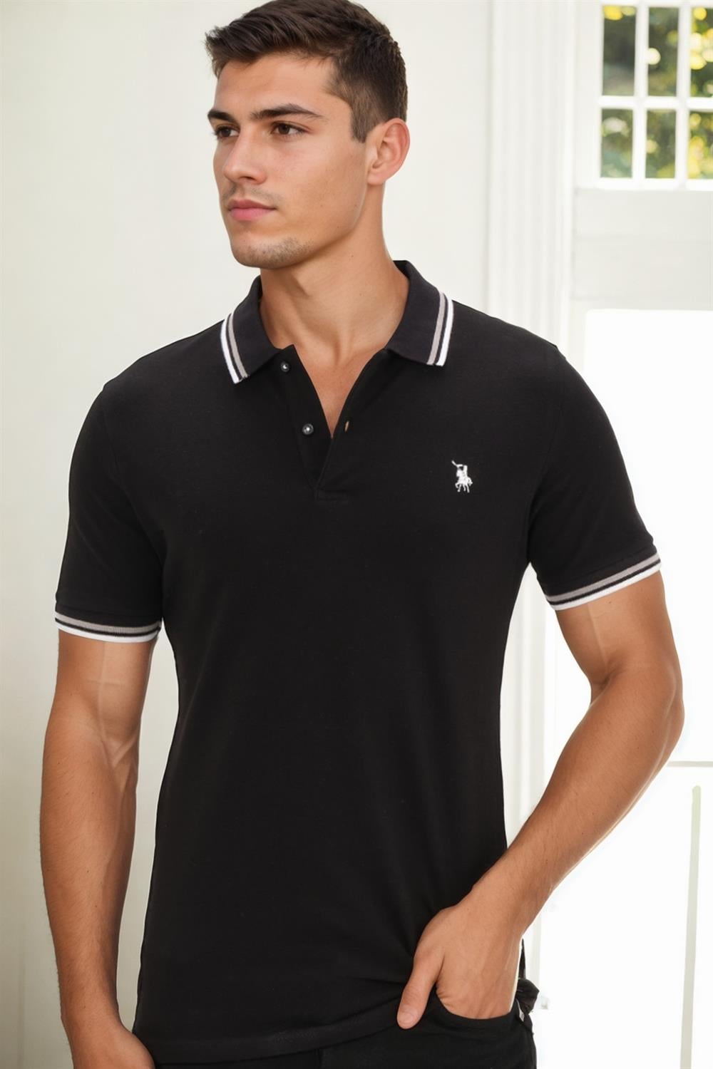 T8594 DEWBERRY ERKEK T-SHIRT-SİYAH-1