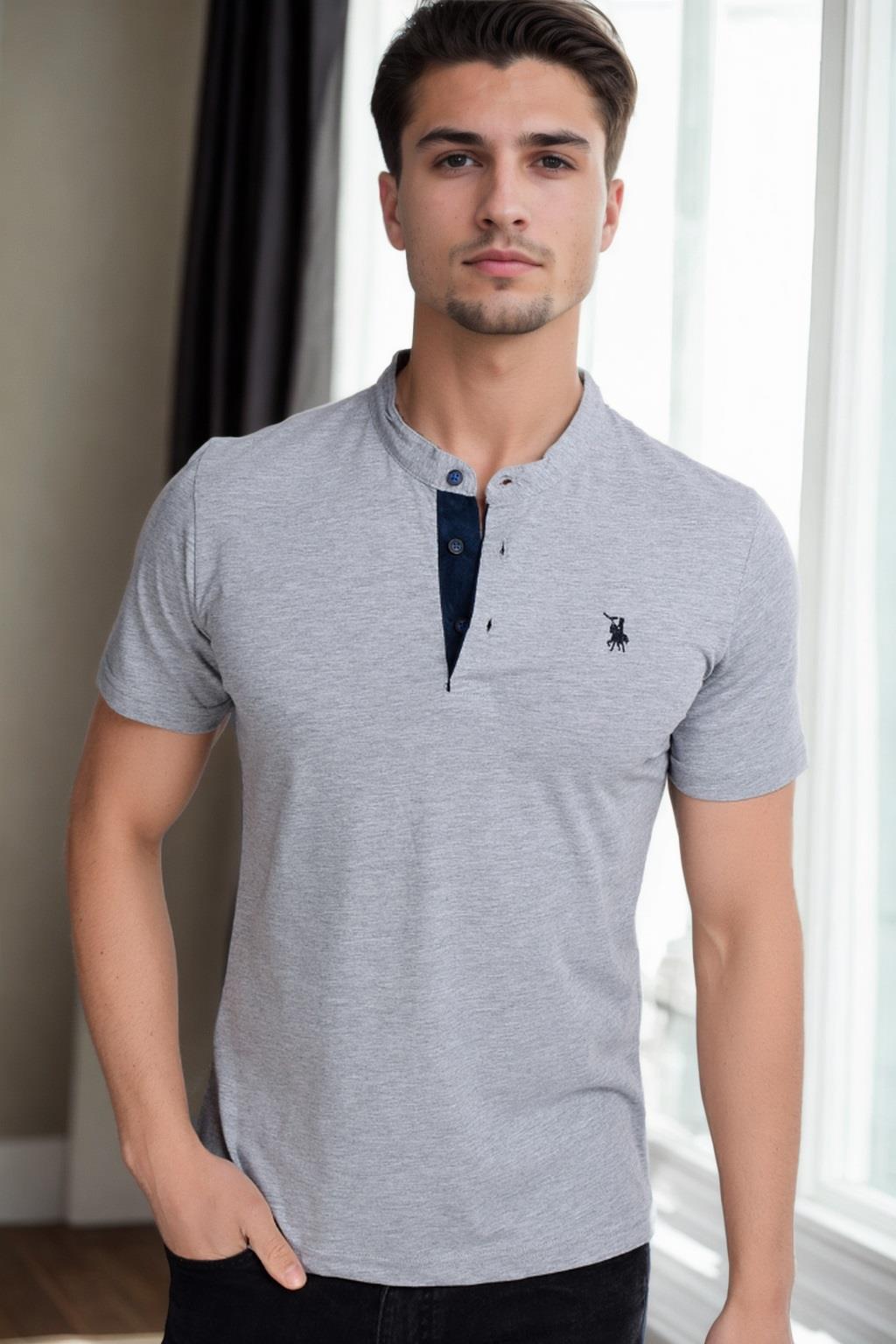 T9560 DEWBERRY T-SHIRT-GRİ
