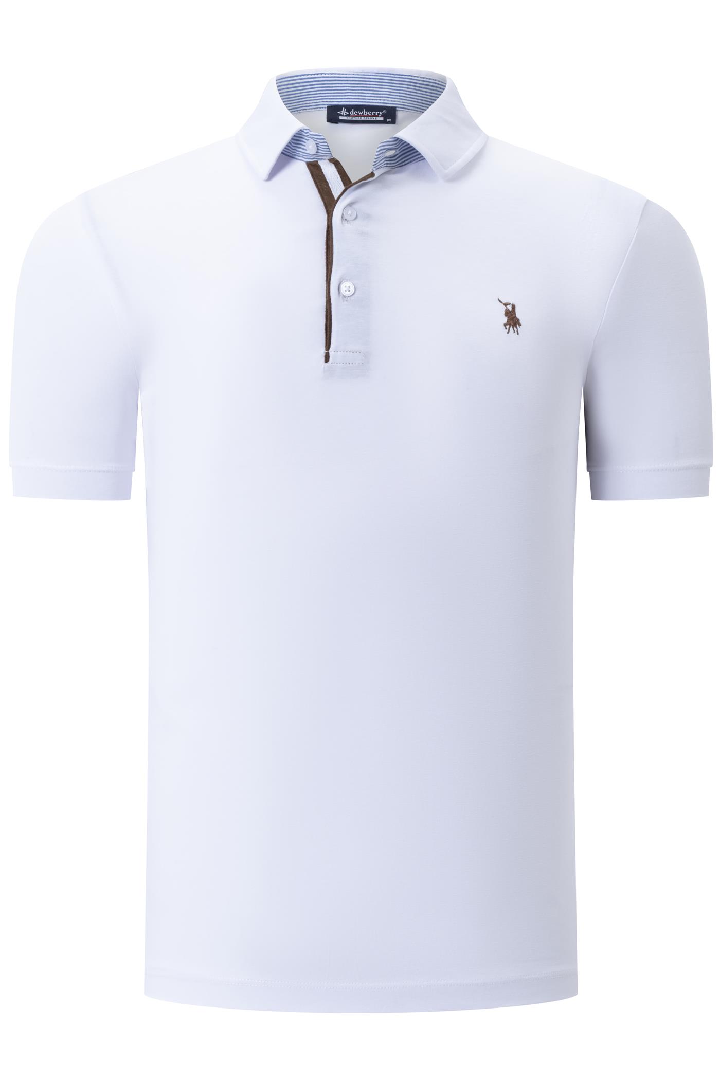 T9582 DEWBERRY ERKEK T-SHIRT-BEYAZ