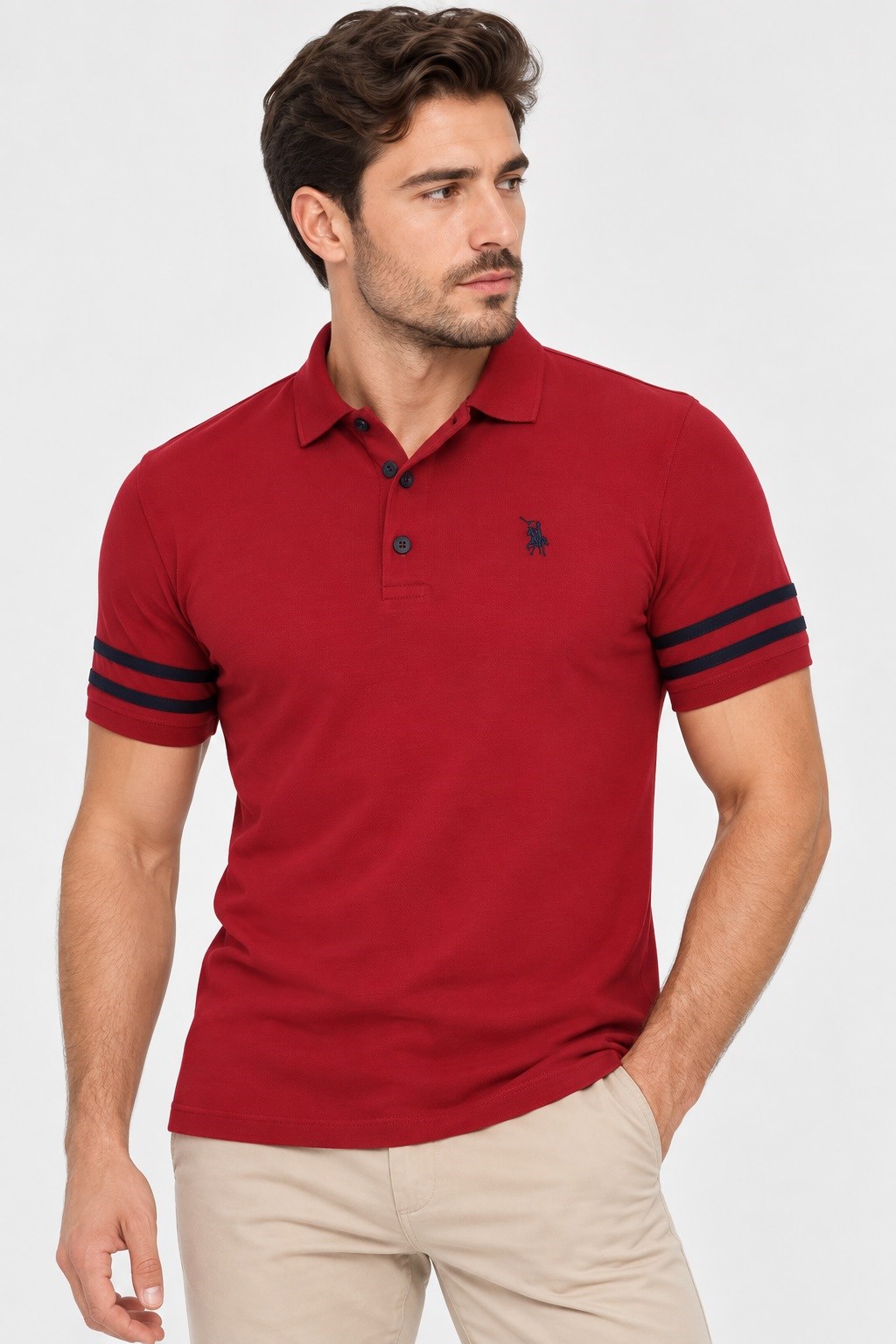 T9585 DEWBERRY ERKEK T-SHIRT-BORDO OPTİK