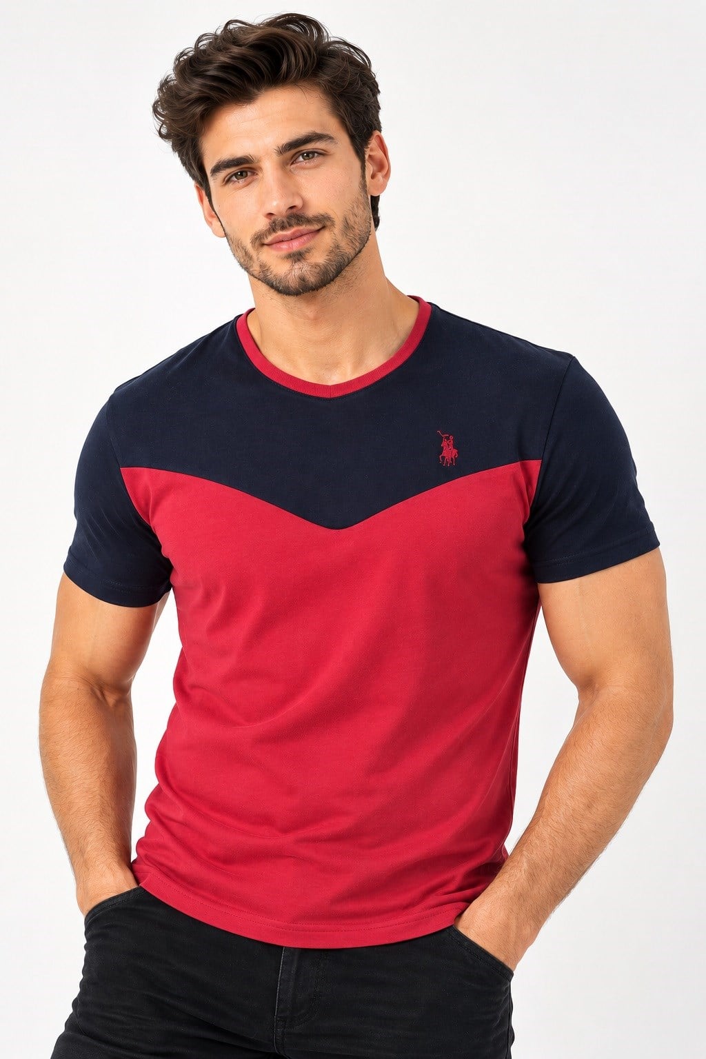 T9591 DEWBERRY MENS T-SHIRT-DÜZ BORDO