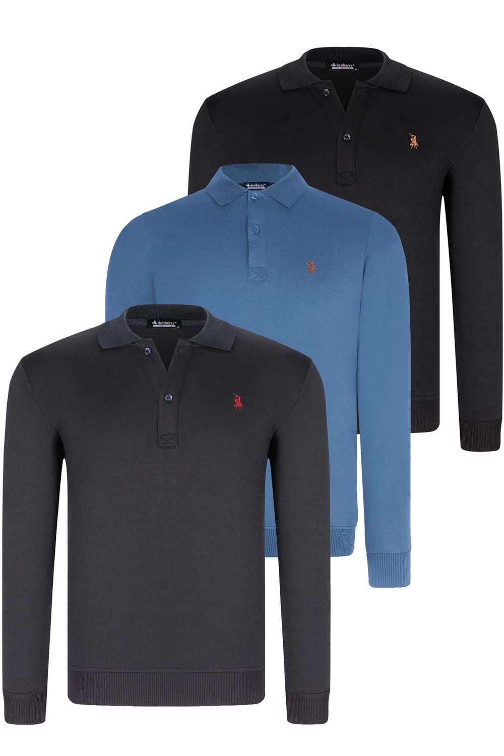ÜÇLÜ SET V4007 DEWBERRY ERKEK SWEATSHIRT-SİYAH-LACİVERT-İNDİGO