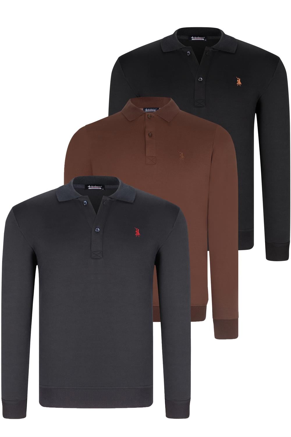 ÜÇLÜ SET V4007 DEWBERRY ERKEK SWEATSHIRT-SİYAH-LACİVERT-KAHVE
