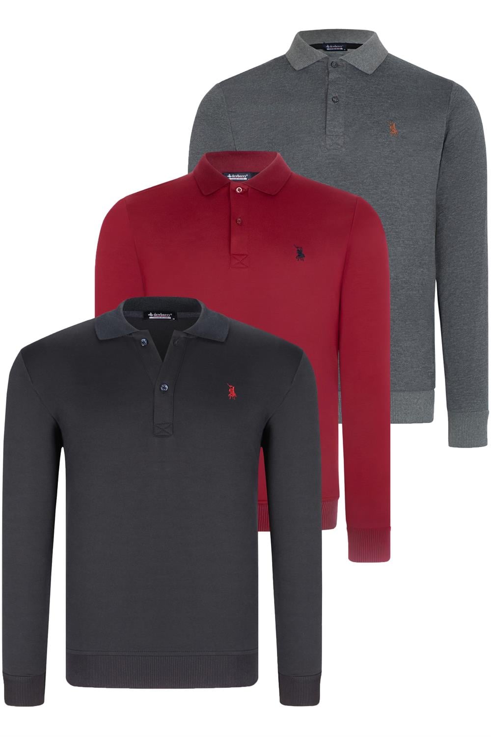 ÜÇLÜ SET V4007 DEWBERRY ERKEK SWEATSHIRT-LACİVERT-ANTRASİT-BORDO
