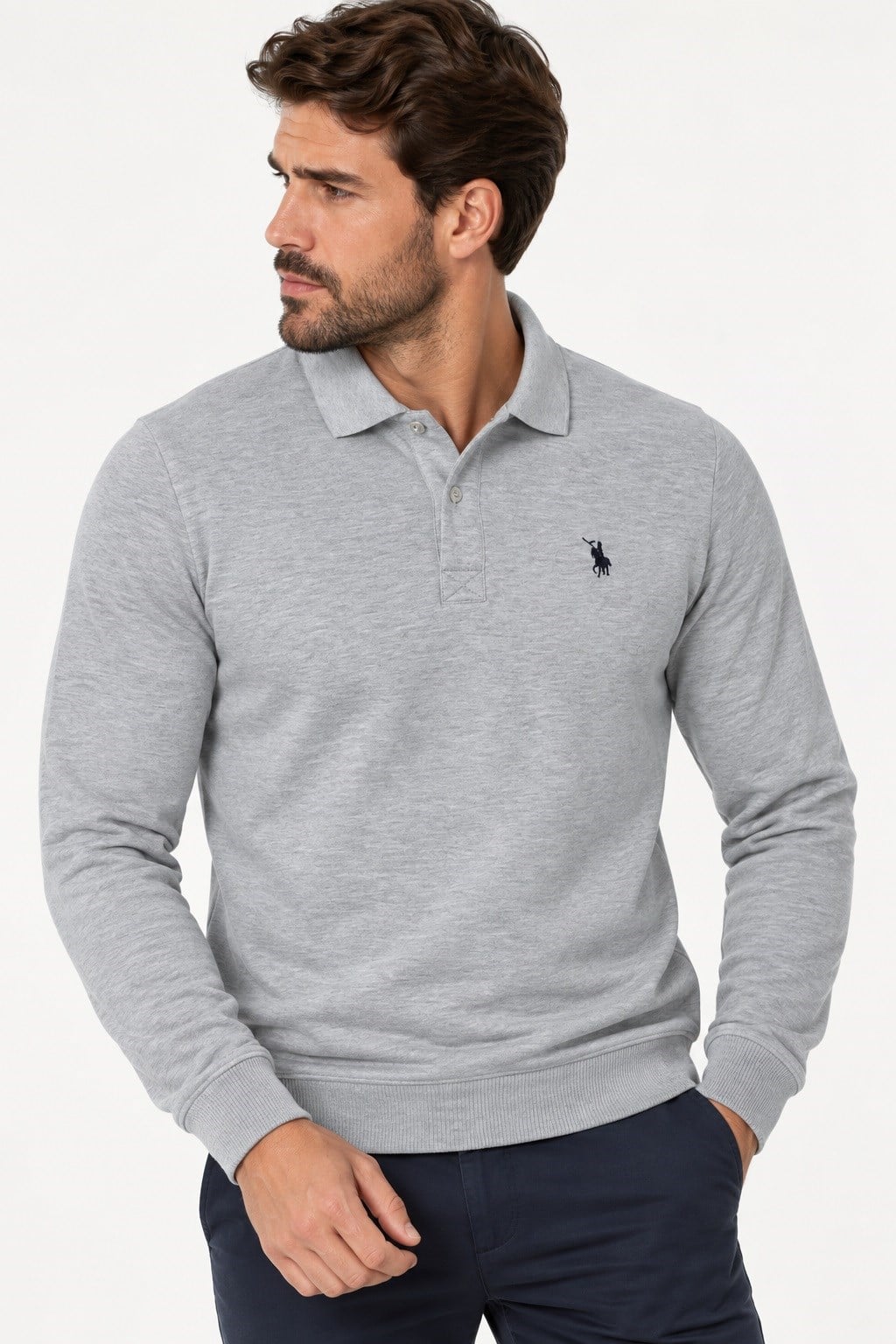 V9007 DEWBERRY ERKEK SWEATSHIRT-DÜZ GRİ